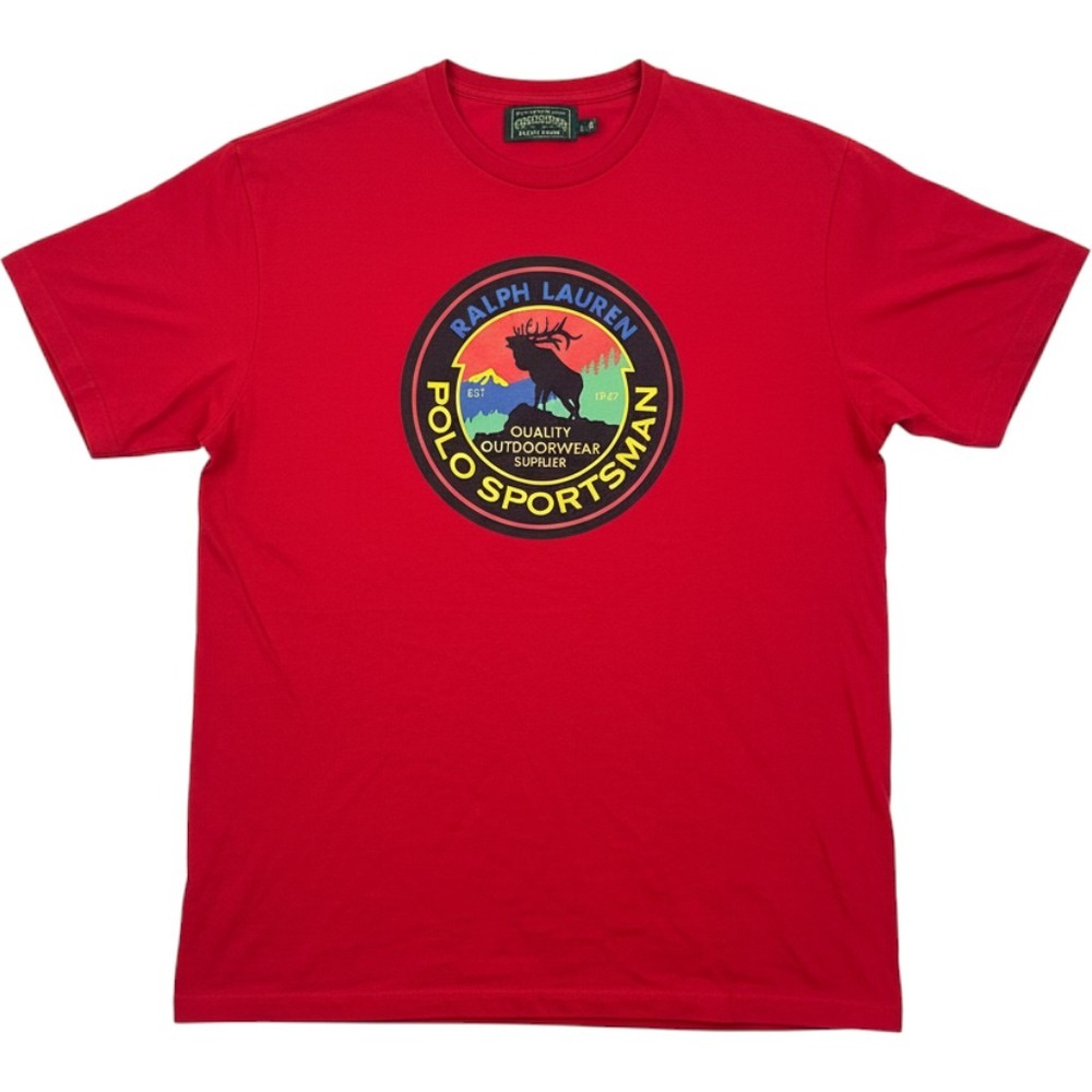 Vintage Polo Country Ralph Lauren Sportsman TShirt Red Graphic Outdoors Mens L